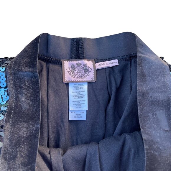 ✨ Y2K Juicy Couture Blue Sequin Mini Skirt Velvet Waistband Party Sz S XS Fit ✨ - Picture 2 of 4
